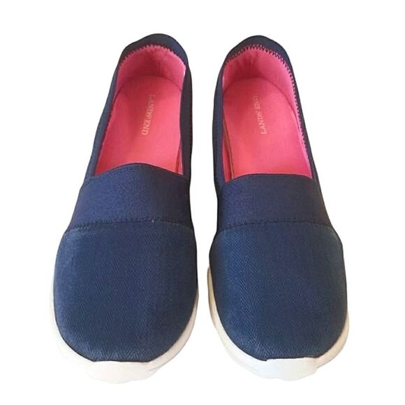 Lands' End Blue Canvas Slip On Shoes Size 7B - Picture 2 of 5